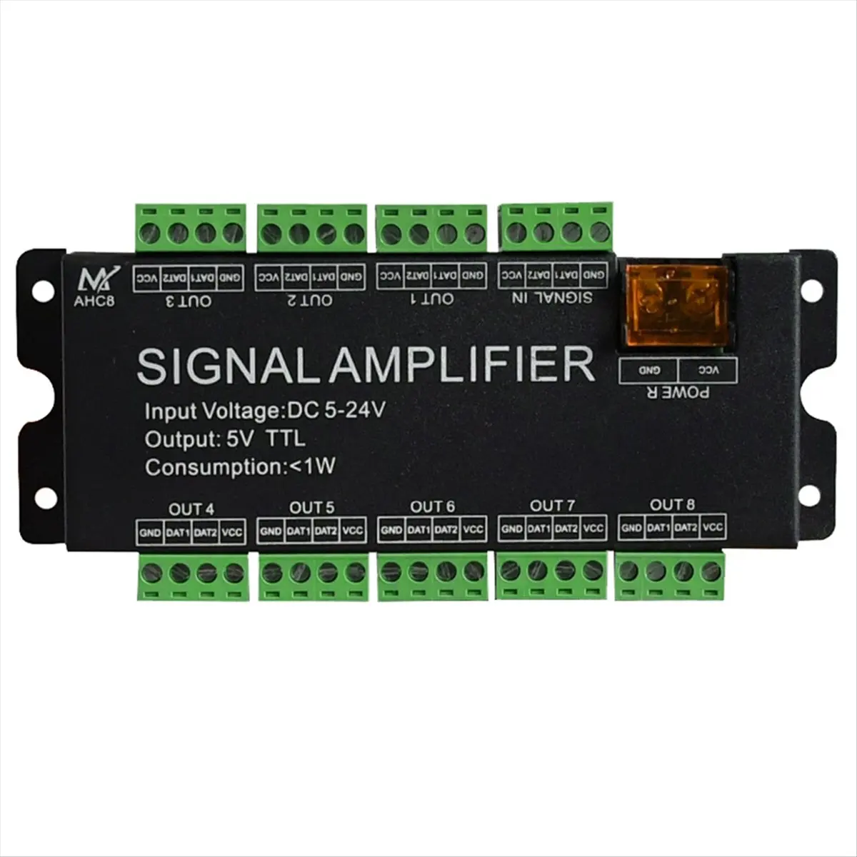 (A12R) 8CH LED 스트립 신호 증폭기, WS2812 5V SPI TTL 신호 출력(WS2811 WS2815 WS2813 SK6812 픽셀 LED 조명 DC5-24V)