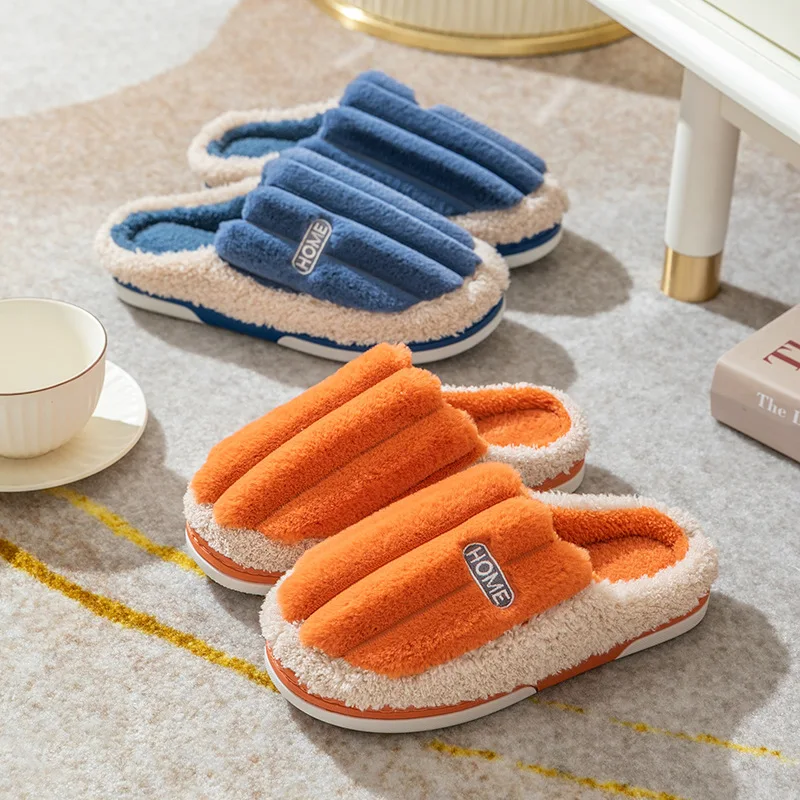 

Cotton slippers can be worn outside at home, couple's bag heel is warm and indoor high beauty wool shoes