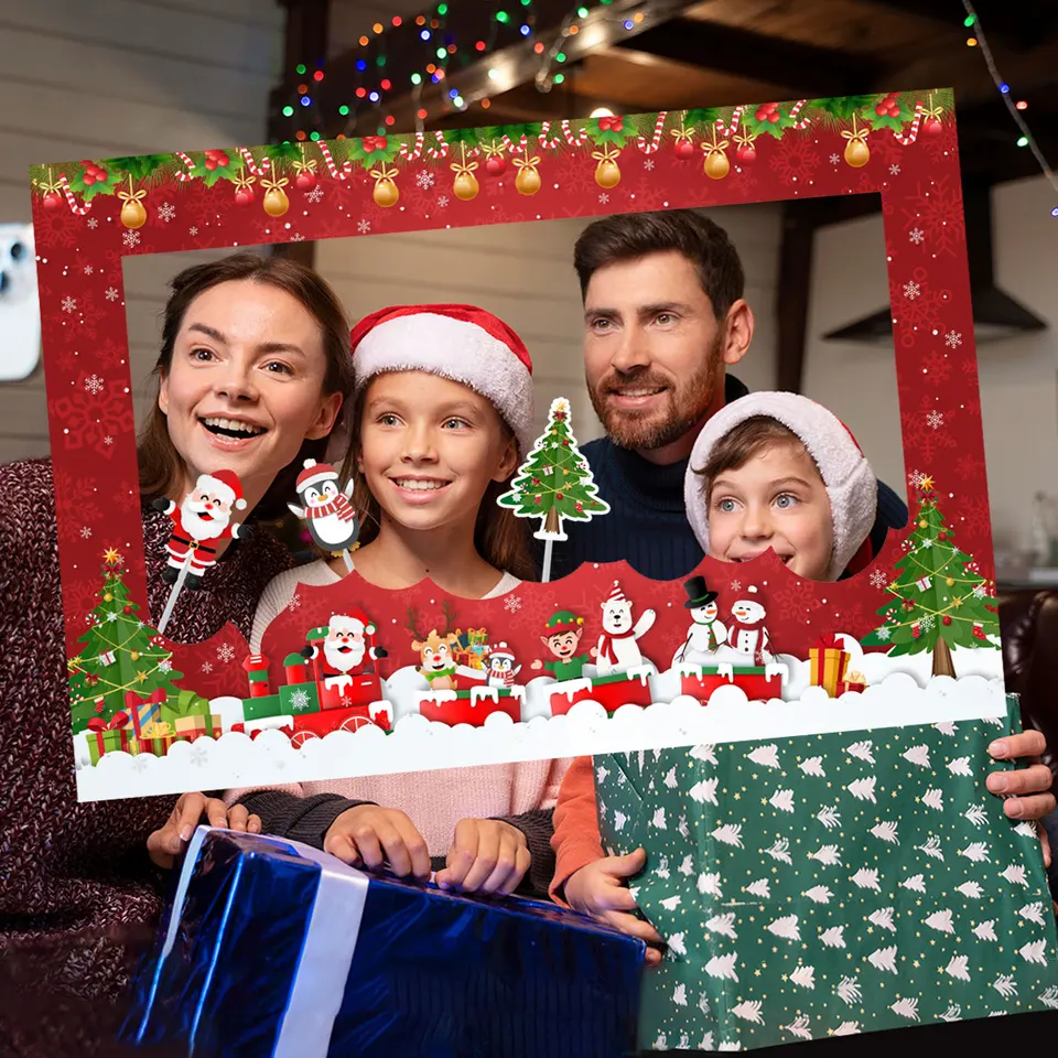 Set Da 31 Accessori Per Photo Booth Natalizio – Puntelli Selfie In Cartone Con Bastoncini, Decorazioni Per Feste Di Natale, Capodanno E Compleanni - 6