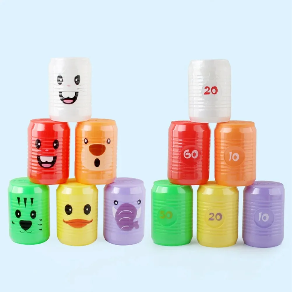 Can Shape Bowling Toy for Kids Indoor Cans Digital Educational Cartoon Animal Pattern Early Educational Interactive Toy