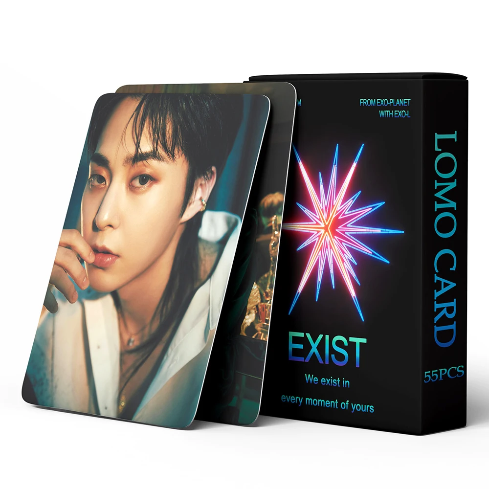 

55pcs Kpop EXO Lomo Card Photocard HD Photo Print Album Photocard EXIST Collection of Homemade DIY Card Sets for Fans Gifts