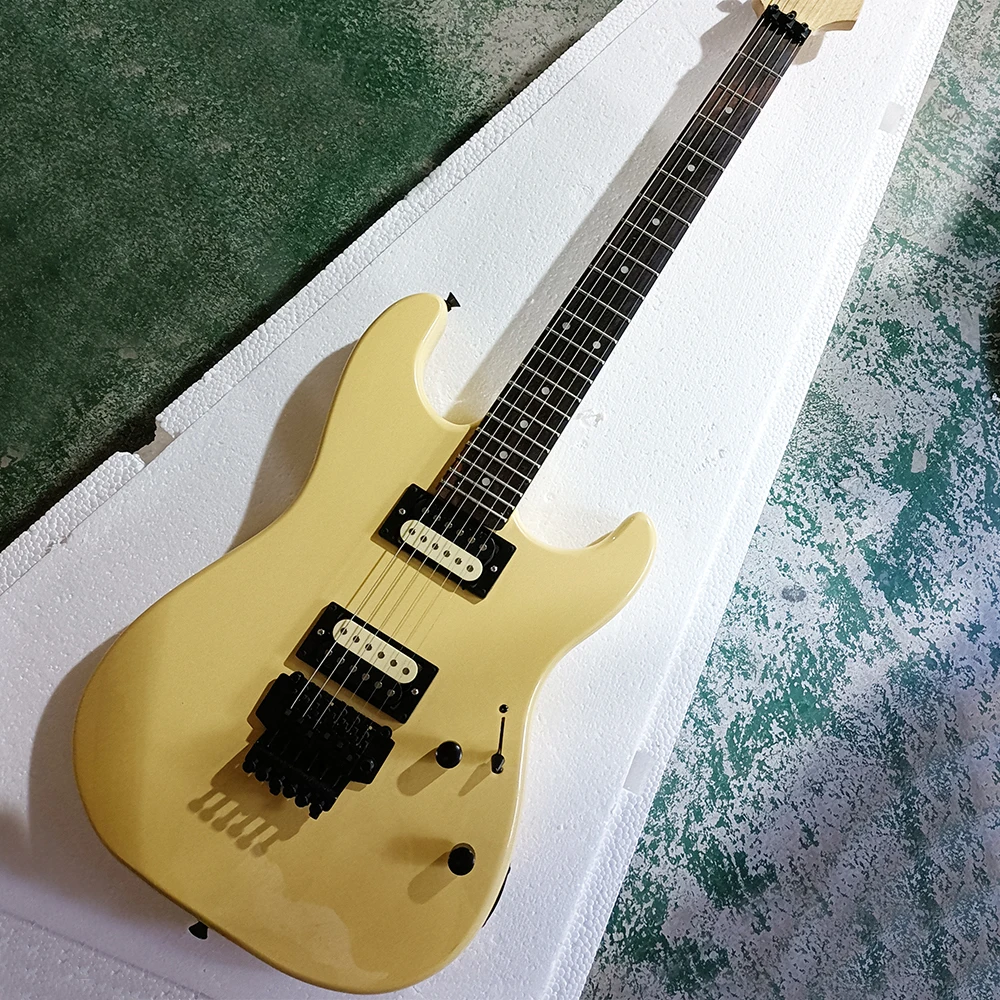 6 Strings Light Yellow Electric Guitar with Humbuckers Rosewood