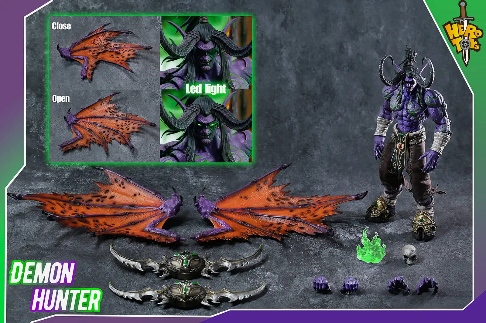 In Stock 1/10 HERO TOYS Dark Warrior Demon Hunter Illidan
