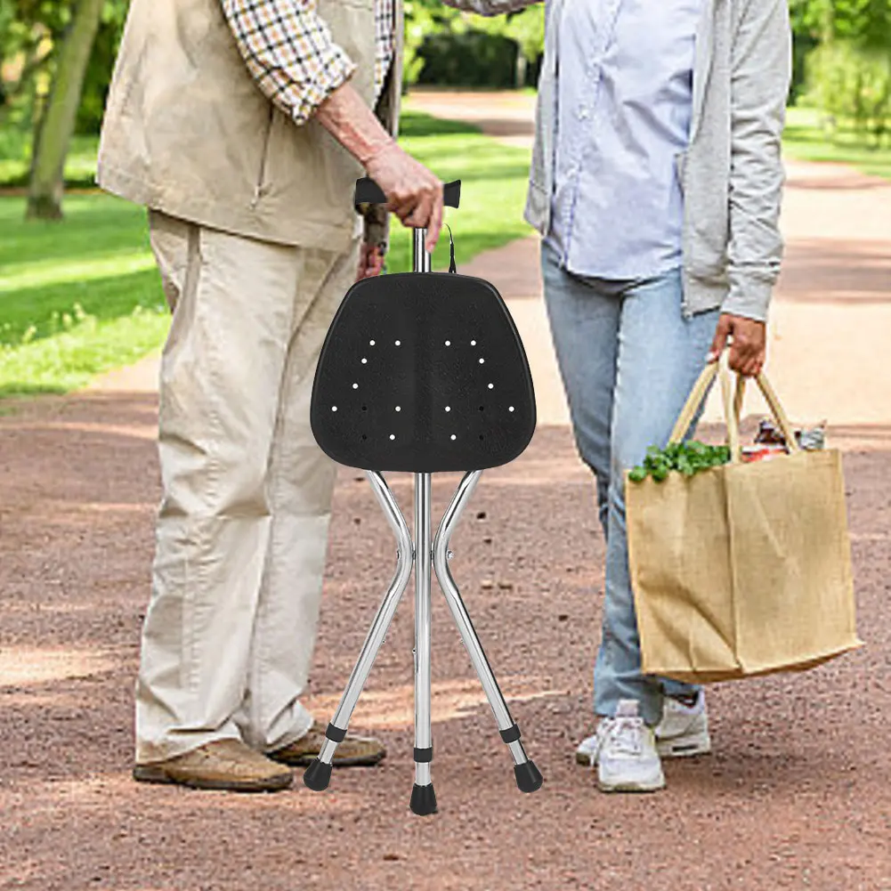 Folding Cane Chair Walking Cane with Seat for Seniors & Adults 300 Lbs Capacity Walking Stick Crutch Chair 3
