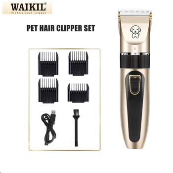 WAIKIL Professional USB Charging Pet Beauty Hair Trimmer Set Low Noise Electric Hair Trimmer Cat and Dog Beauty clipper