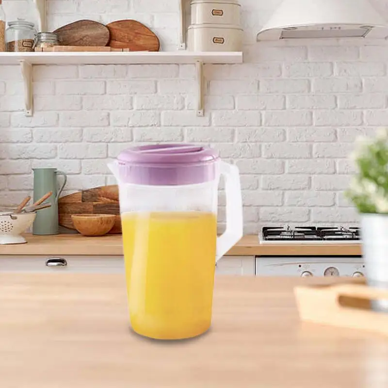 휴대용 손잡이 및 뚜껑이 있는 2000ml 측정 투수, 대용량 액체 측정 컵, 내구성 있는 투명 음료 주전자