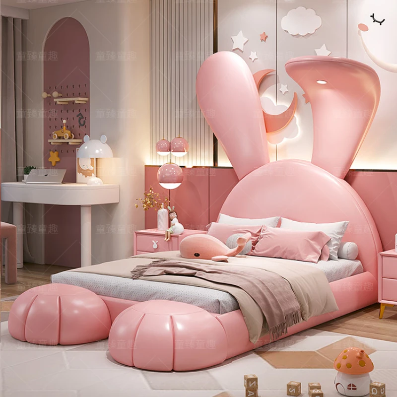 Animal Shape Childrens Double Bed Girls Pretty Light Luxury Bed Kids Princess Cama Infantil Furniture Home 3