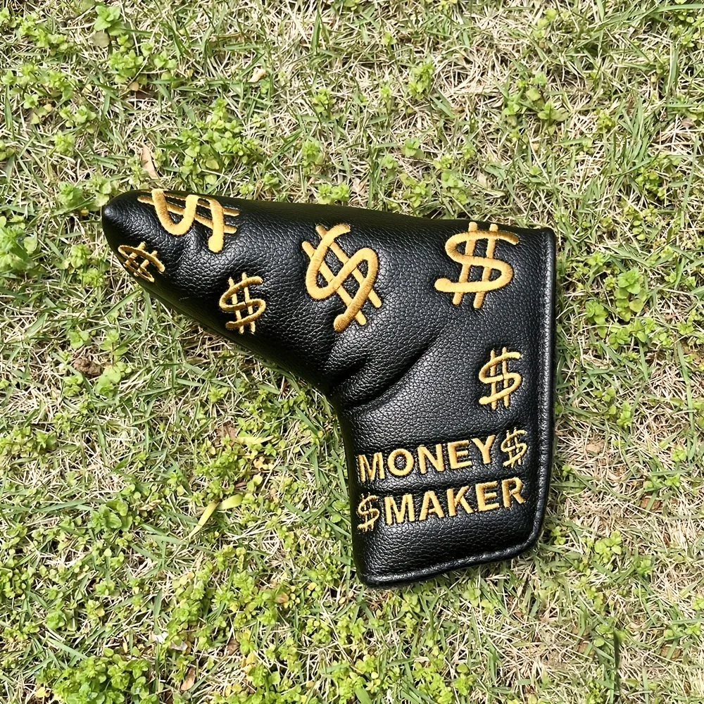 1pc Fashionable Embroidered Golf Putter Cover, Golf Club Head Covers With Dollar Design 3