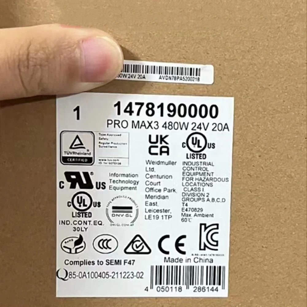 1478190000 For Weidmuller Switching Power Supply PRO MAX3 480W 24V 20A 1 1478190000 For Weidmuller Switching Power Supply PRO MAX3 480W 24V 20A
