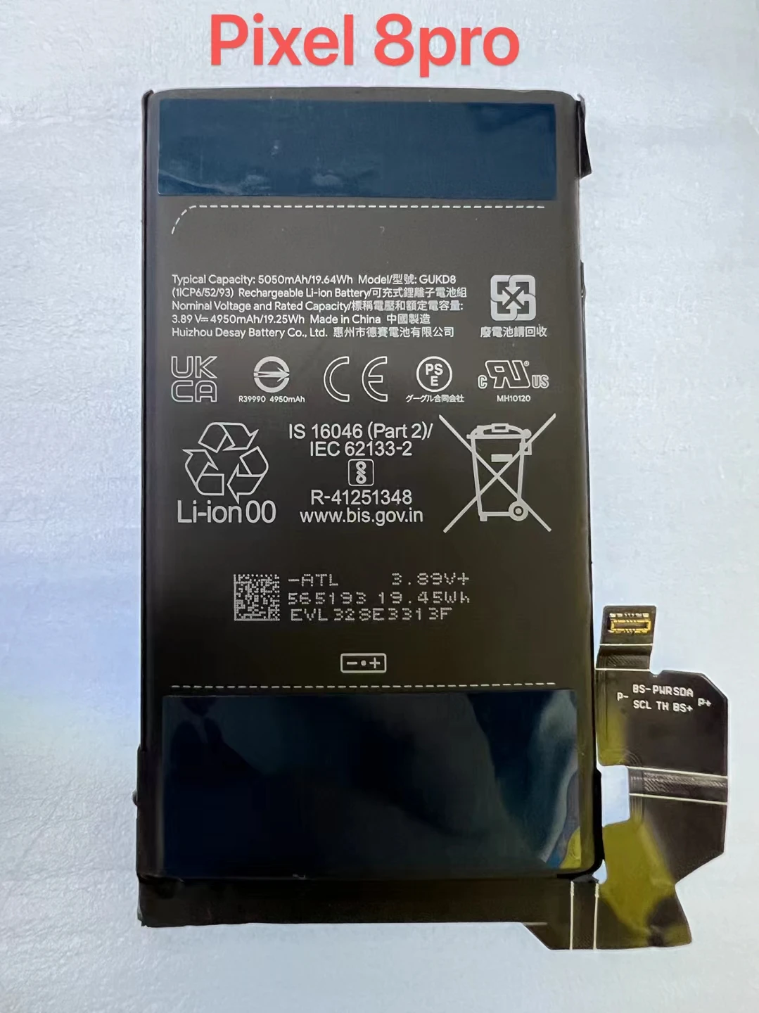 Google Pixel 8 Proのオリジナル交換用バッテリー、4950mah、電話