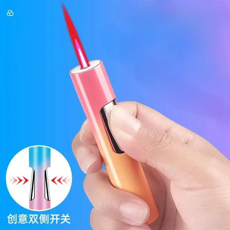 Butane Gas Lighter Cigarette Lighter Portable Luminous Torch Lighter Gas Jet Windproof Cigarette Cigar Lighter Refill Butane Pen Spray Gun Metal Man Gift