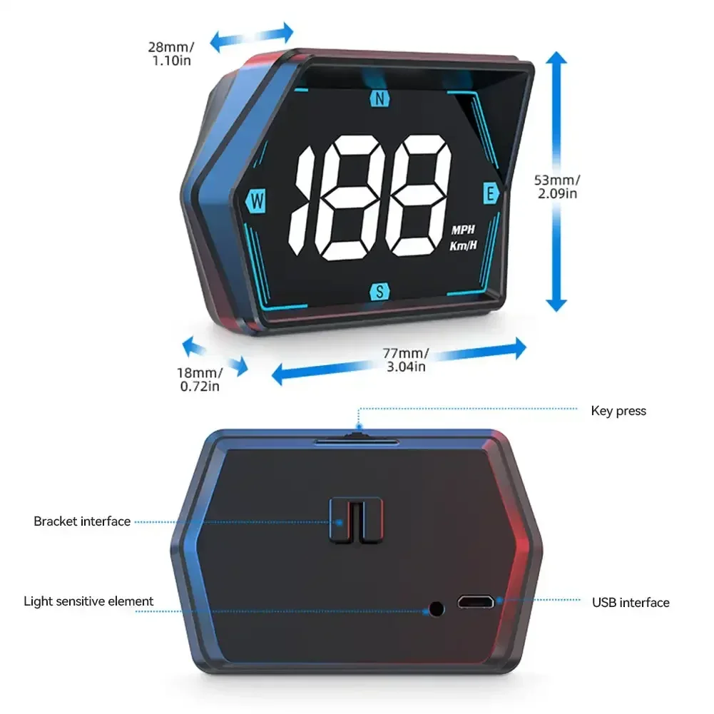 USB Car HUD Head Display Tachimetro digitale Misuratore di velocità GPS KMH MPH Dispaly per accessori ricambi auto moto camion - Image 6