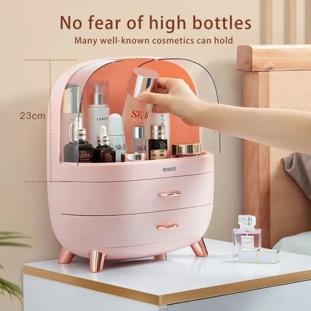 ECOCO Large Capacity Cosmetic Storage Box Makeup Drawer Organizer Jewelry Nail Polish Makeup Container Desktop Storage Box 3