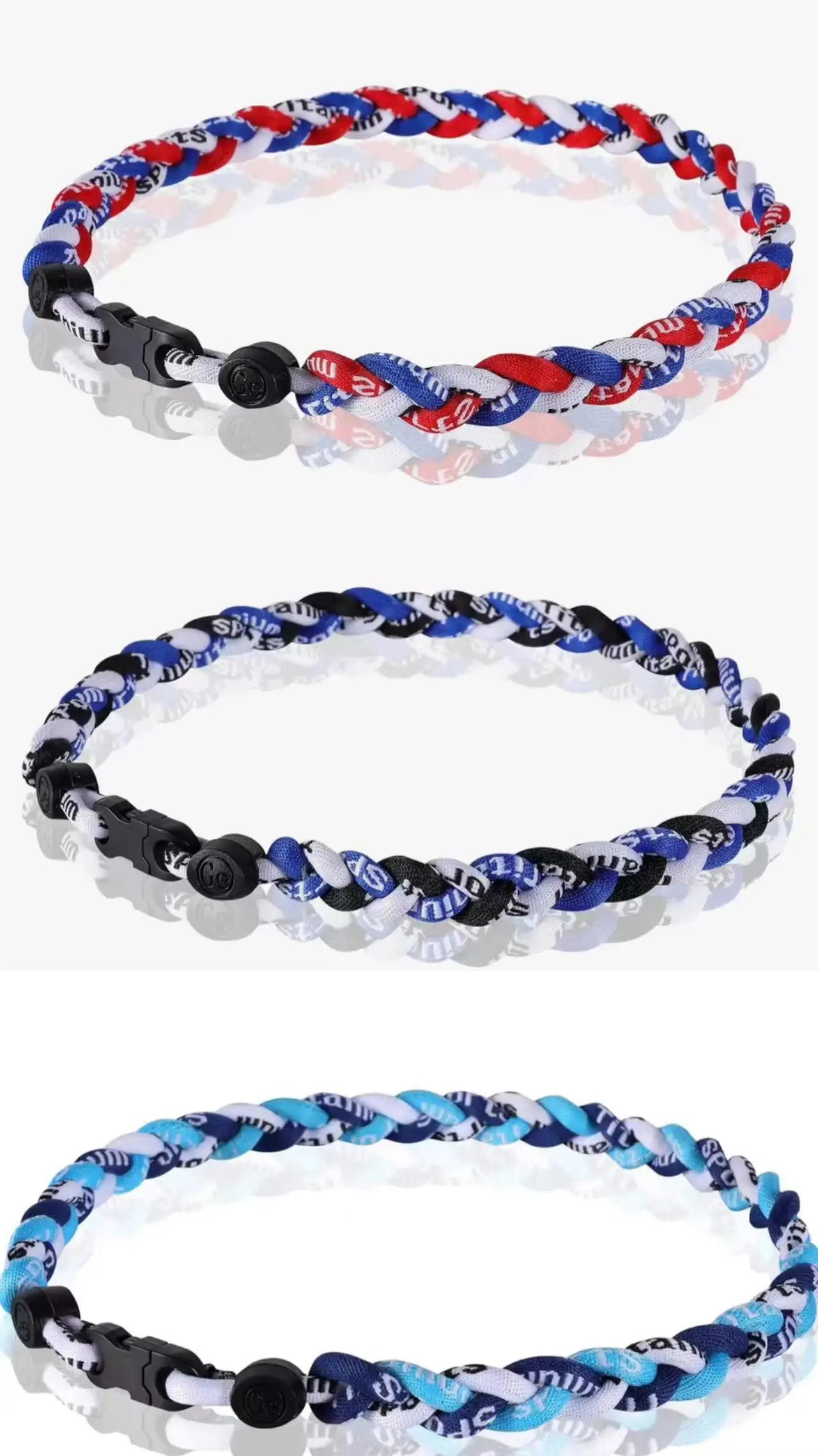 Junkin 3 stücke Baseball Halsketten drei geflochtene Seil Tornado Sport Titan Halsketten für Jungen Männer Spieler Softball Fans Mann Junge