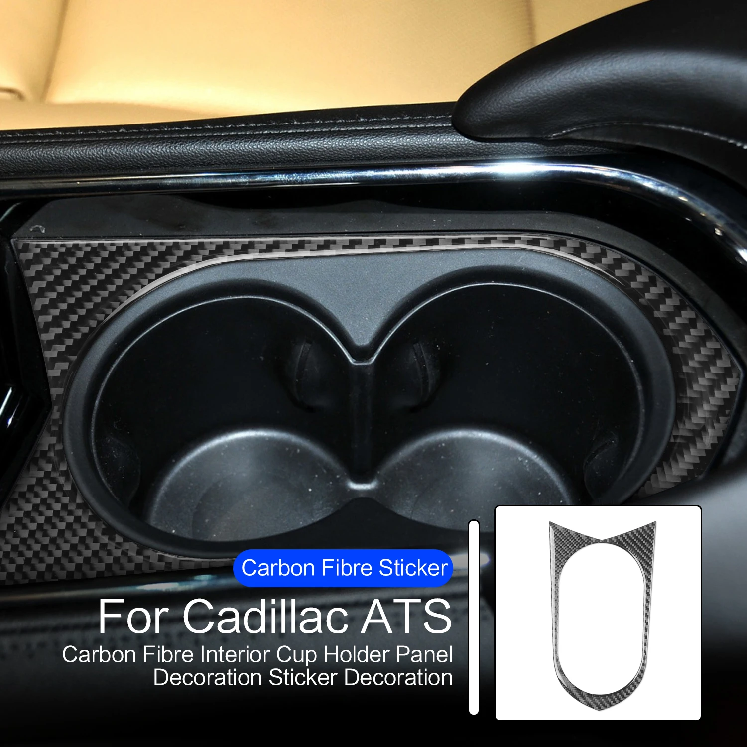 

Car Carbon Fiber Interior Cup Holder Panel Trim Sticker Decoration For Cadillac ATS 2013-2019 Sedan Interior Accessories