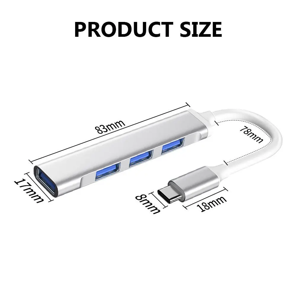 Universal 4 IN 1 USB-C HUB Aluminium Alloy High Speed Type-C Splitter Laptop PC OTG Adapter Computer For Xiaomi Accessories 6