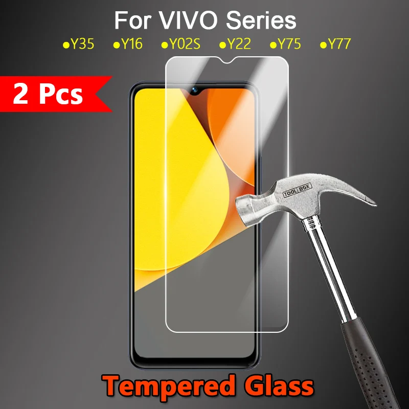 

2 шт. для VIVO Y35 Y16 Y02S Y22 Y75 Y77 прозрачное ультратонкое 2.5D Защита от царапин 9H прочное закаленное стекло Премиум-защитная пленка
