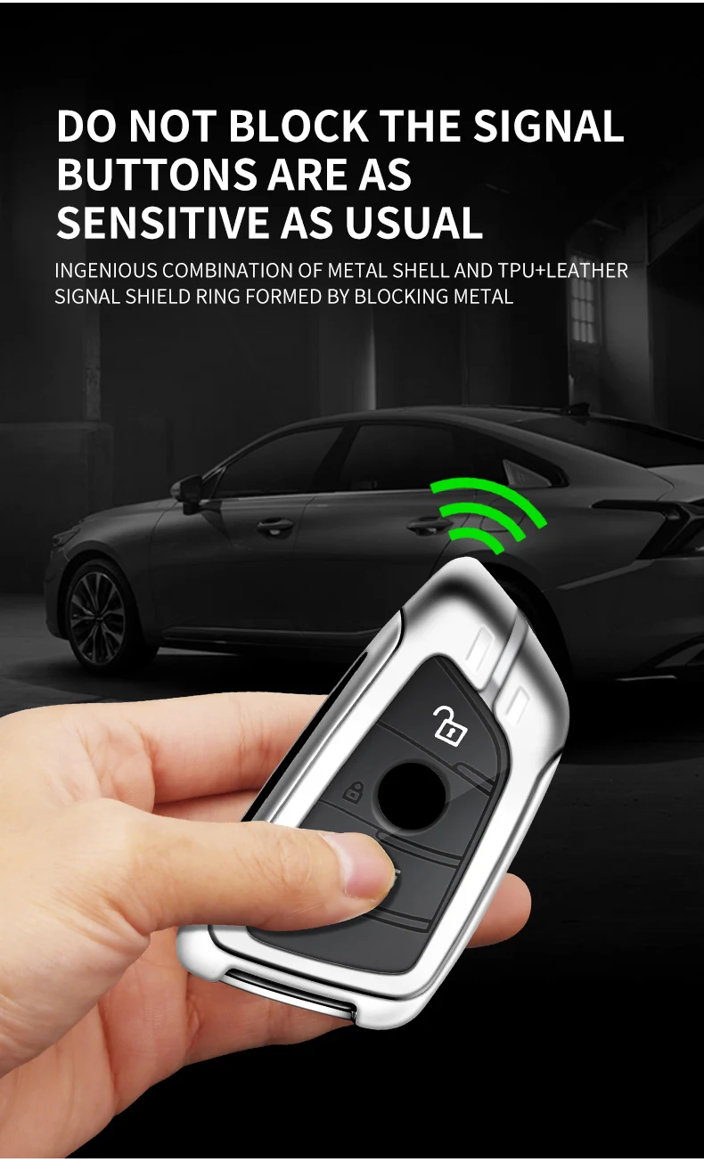 Metallo Chiave Dell'automobile di Cuoio Della Copertura Della Cassa Borsette Fob Per BMW 1 3 5 7 X1 X3 X5 X6 X7 Serie G20 G30 G01 G02 G05 F15 F16 G07 G32 Accessori - S15c41991951c4abf9506fe552b39ccf3V
