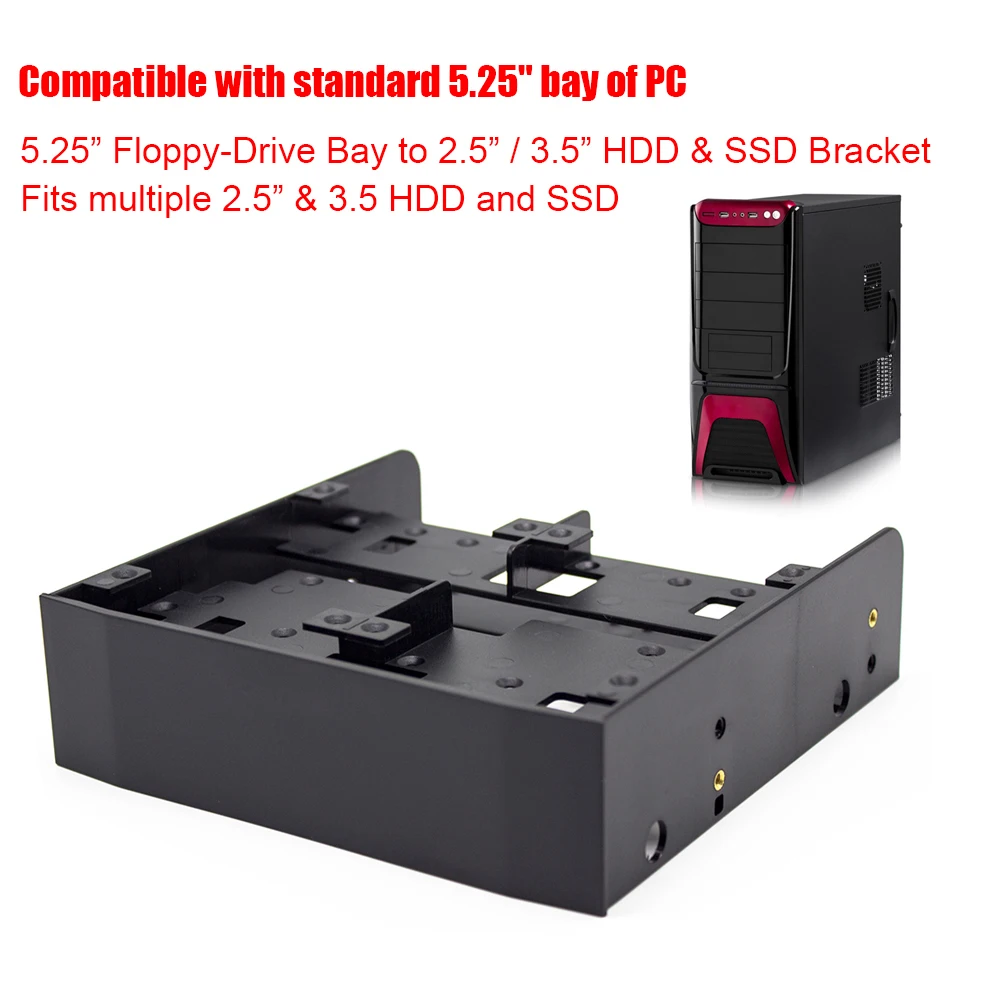 2.5/3.5 HDD/SSD naar 5.25 Floppy Drive Bay Computard Drive Bay ssd montagebeugel 19 × 16 × 5 2.5 3.5 HDD ssd naar 5.25 Floppy Drive Bay Computer montagebeugel