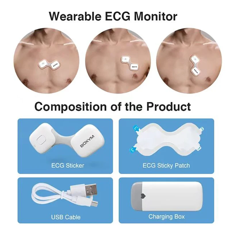 Ecg monitor BOXYM Mobile Analysis 24-Hour Heart Monitor Dynamic ECG Machine Portable ECG Recorder Wearable Wireless Heart Monitor