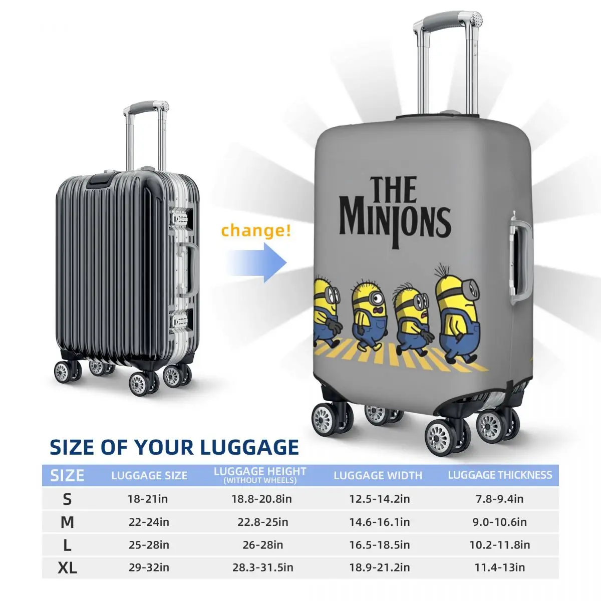 Minions The Rise Of Gru Walk Suitcase Cover Fun Cartoon Business Protection Luggage Accesories Vacation 6