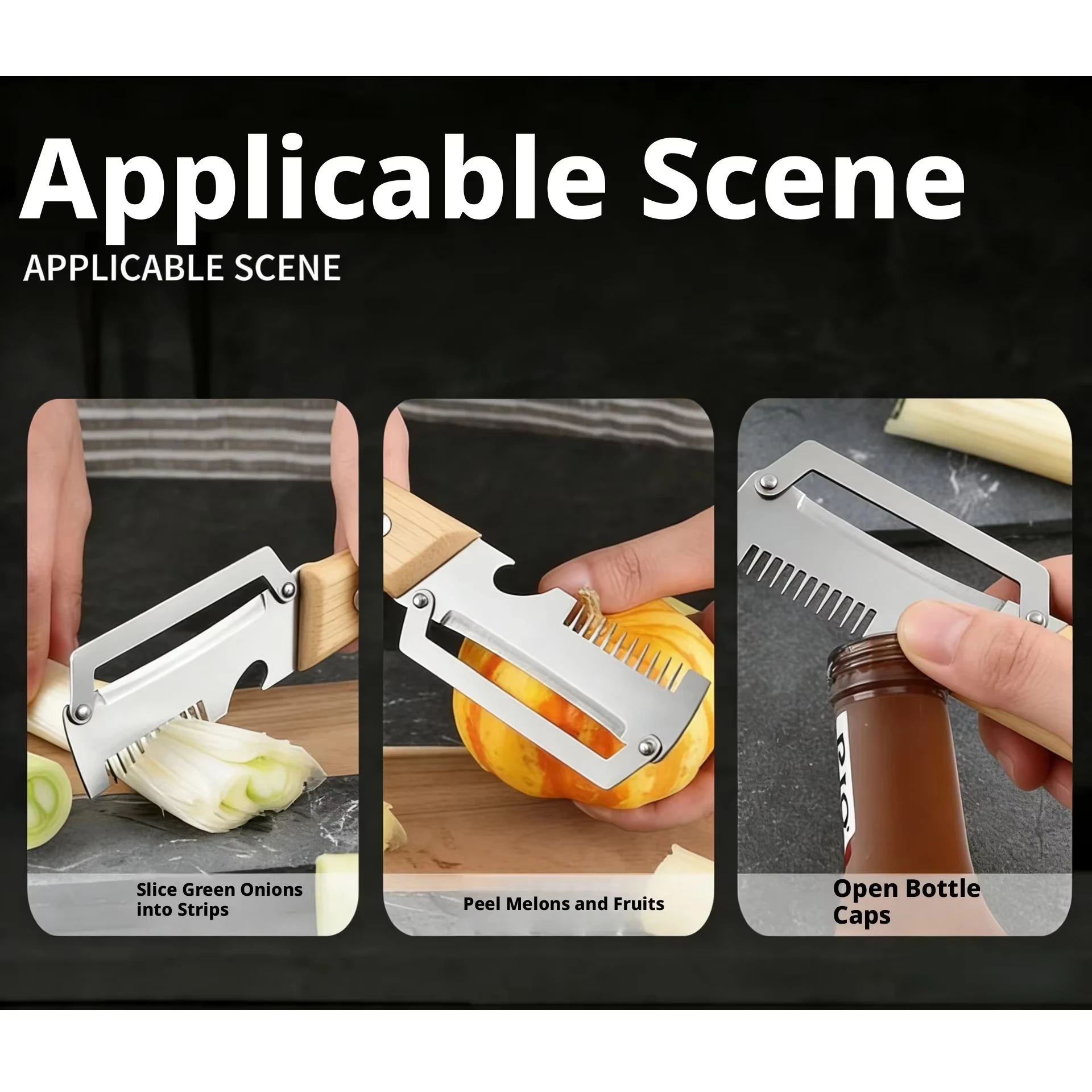 Durable Smooth Stainless Steel Peeler Wooden Handle Multifunctional Professional Kitchen Tool for Daily Fruit Veg Vegetable Cook 3