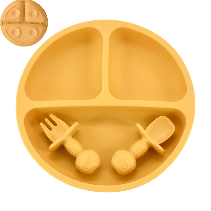 4Pcs/Set Baby Silicone Dining Plate, silicone dinner plate