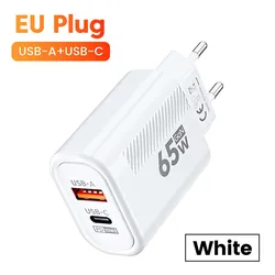Chargeur Super Rapide Dual-Port 65W GaN avec Quick Charge 3.0