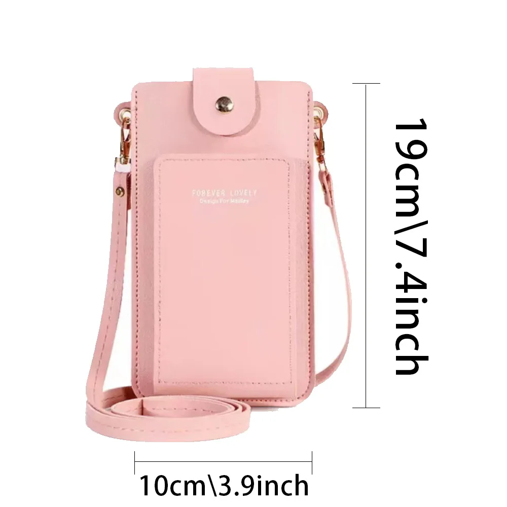 Messenger Shoulder Bags Fashion Women Bag Crossbody Pack Mini Mobile Cover Leather Clutch Cell Phone Pocket Touch Screen Handbag Mobile Phone Bag Women Messenger Bag