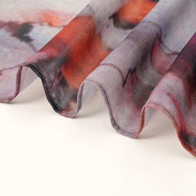 Watercolour Floral Printed Modal Breathable Light Weight Cotton Rayon Viscose Woven Modal Muslim Women 2024Printed Chiffon Hijab 6