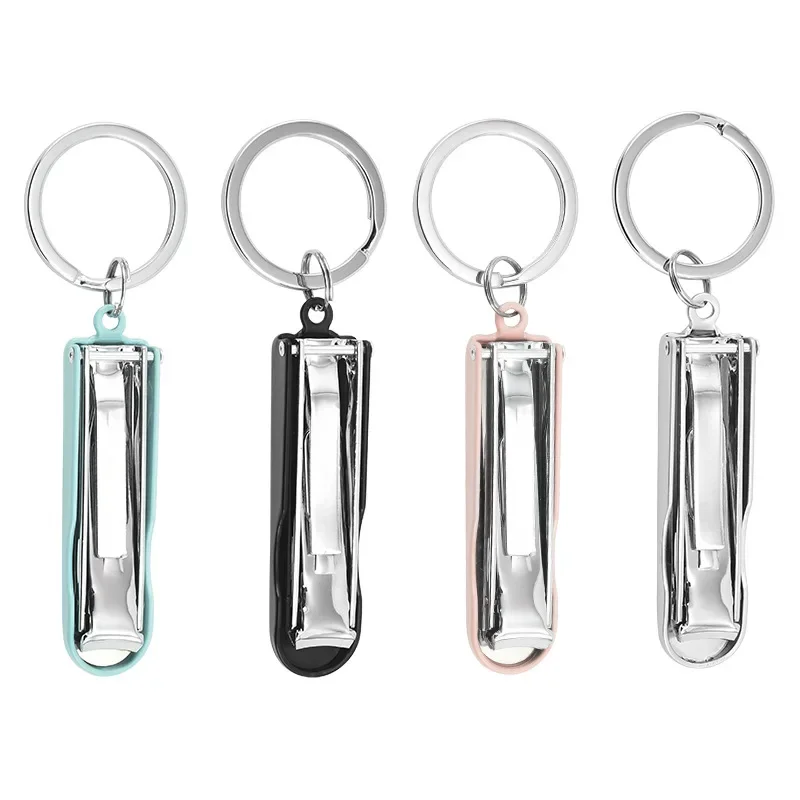 Macaroon Series Color Nail Clippers Ultra-thin Folding Portable Carbon Steel with Keychain Small Nail Clipper with File