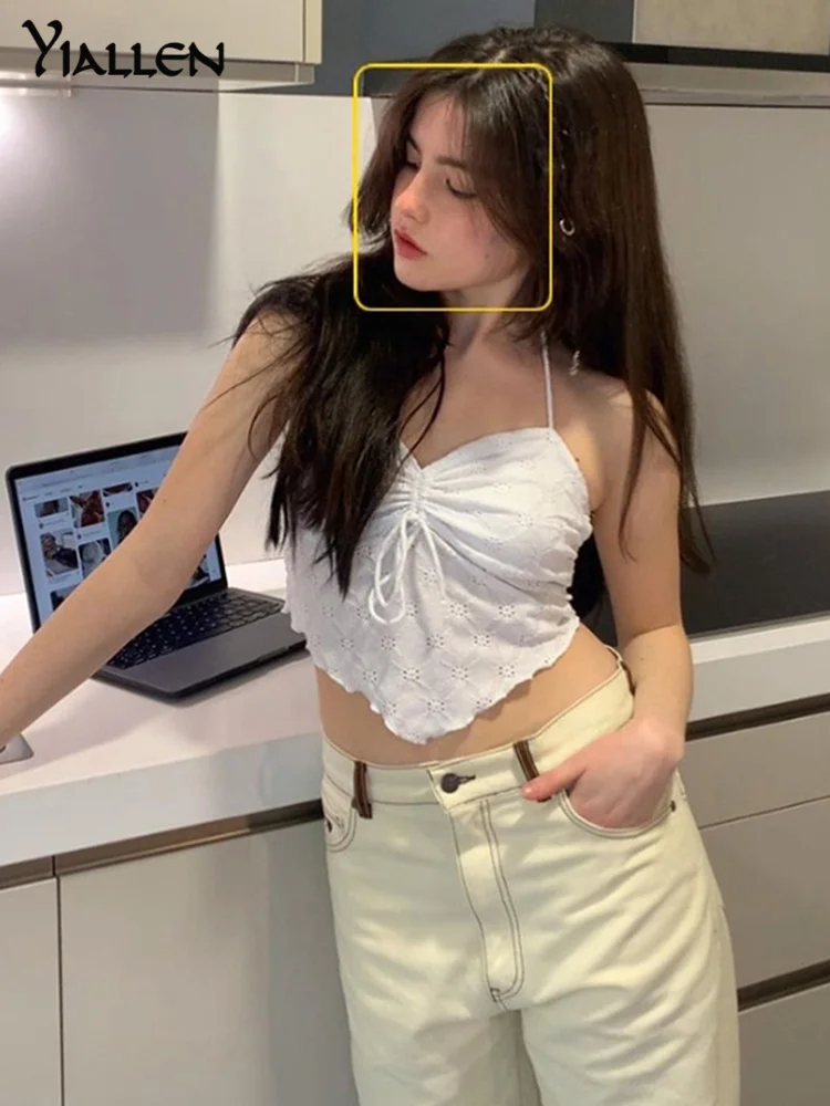 Nibber  Sexy Top Solid Color One Shoulder Backless Slim Fit Lace Up Tank Top Trendy Women's Summer All-match Clothing 2024 New