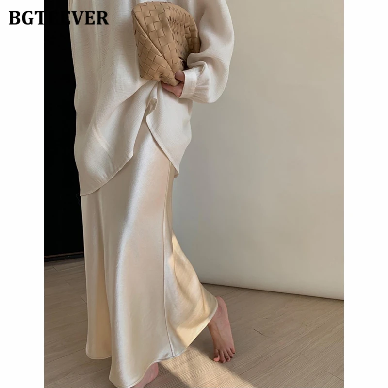 

Юбка-годе Женская атласная с завышенной талией, средней длины