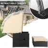 Outdoor Patio Furniture Sunbed with Retractable Canopy, PE Wicker Rattan Rectangle Sectional Sofa Set Clamshell Sectional 5
