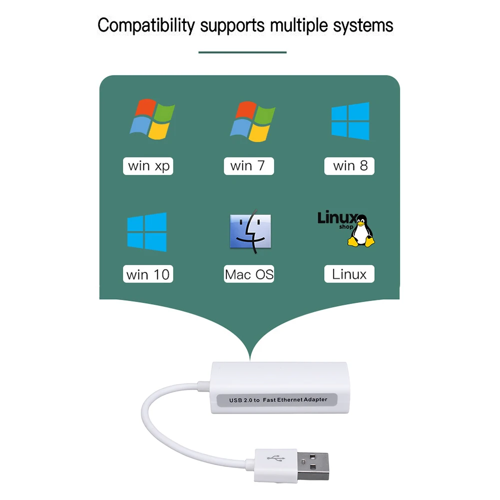 USB 이더넷 어댑터 네트워크 카드, 노트북 PC 컴퓨터용 랜 인터넷 케이블, 닌텐도 스위치 Wii U용, USB A-RJ45, 100Mbps