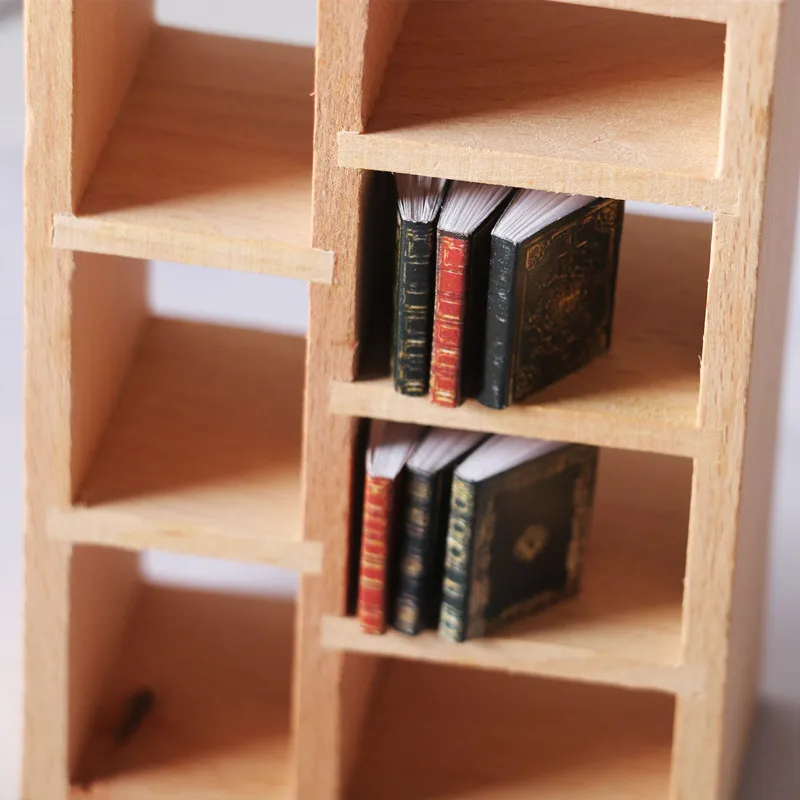 Dolls Furniture Mini Wooden Bookshelf Cabinet Rack Model for Barbie Doll 1:12 Miniature Dollhouse Decor Accessories Kids Toys 3
