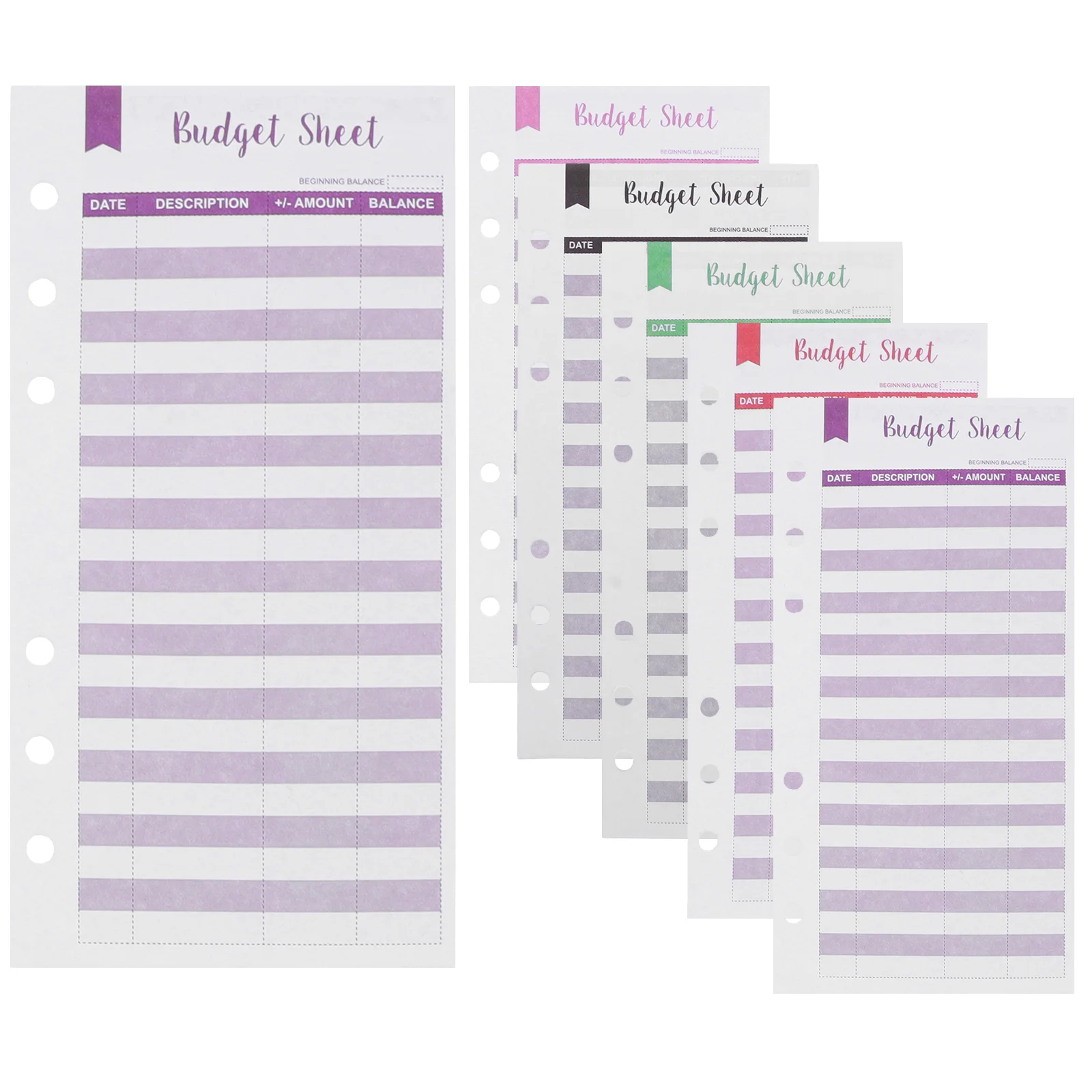 

36 Sheets Office Supplies Consumer Card Expense Tracker Budget Planner Punch Hole Recording Cards Accessories Binder Inserts