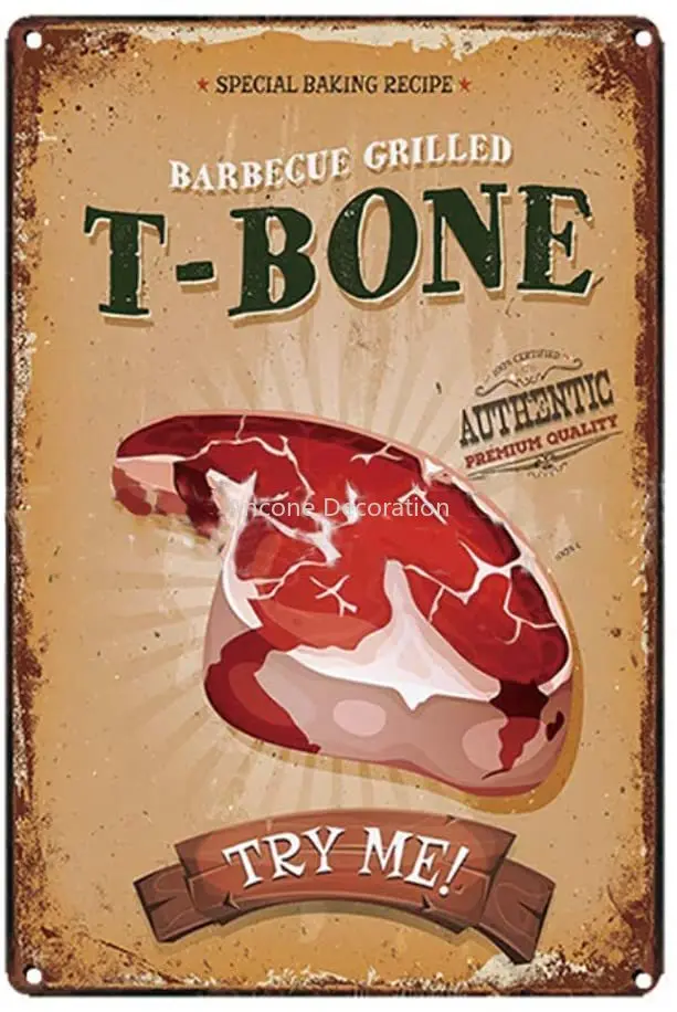 

Vintage Metal Sign - Fast Food Shop Retro Tin Decorative Sign Wall Decor Prints Plaques Metal Poster Plate - t-Bone