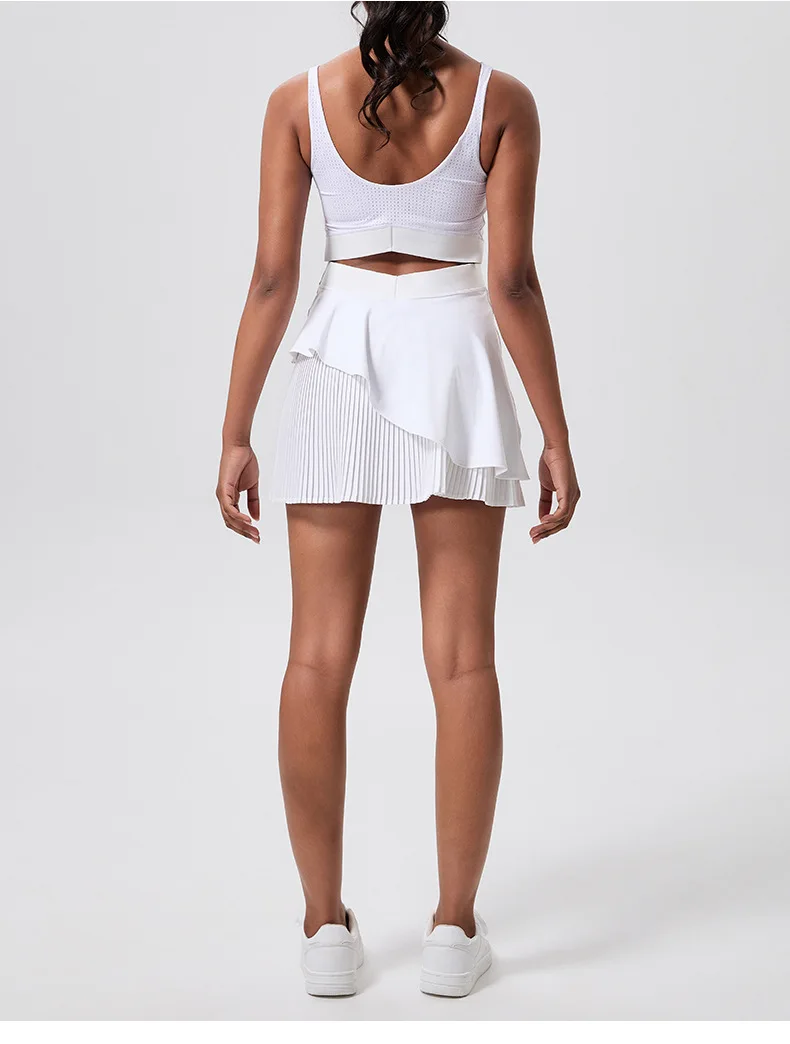 Alpha Women's Tennis Athletic Pleated Backless Summer Mini Dress Golf Workout Build in Bra Casual Romper Short Sundress
