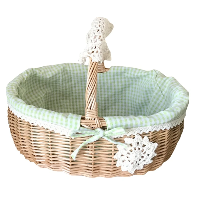 

Wicker Woven Storage Basket Portable Picnic Fruit Vegetable Bucket Creative Flower Basket For Parties, Wedding, Bbqs