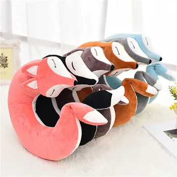 U Shape Neck Travel Pillow Cute Fox Pillow Hug Sleeping Pillows Ornamental Pillow Office Sleep Pillow 30*30*8CM