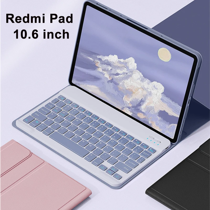 para Xiaomi Redmi Almofada Teclado Tablet Case 2023 11 10.6 Couro do Plutônio Tri-dobrável Suporte Flip Magnética para Xiaomi por Capateclado sem Fioteclado e Mouse sem Fioteclado Inalambrico Bluetoothteclado Ipa