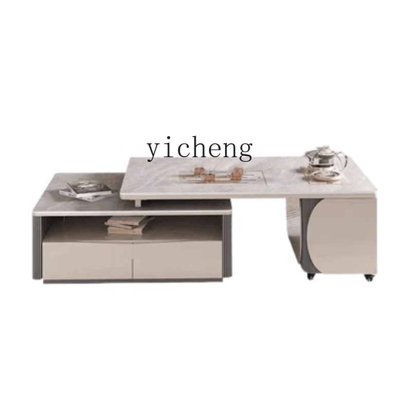 

ZC Kung Fu Tea Table Tea Making Table Stone Plate Tea Table Tea Table Integrated Home Living Room Retractable TV Cabinet