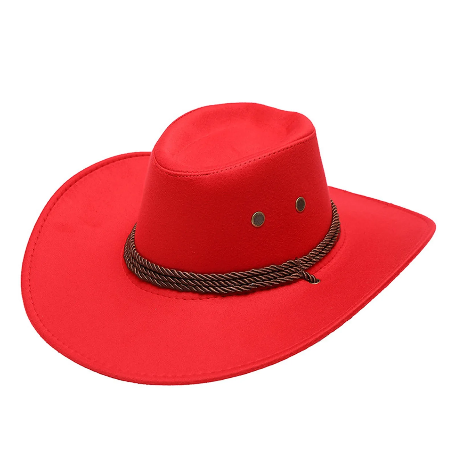 Cowboy Hats Cowgirl Hats Men Women Summer Sun Hat Solid Color Cool Western Cowboy Hat Plain Solid Color Peaked Cap Large Western Rope Knight Cowboy