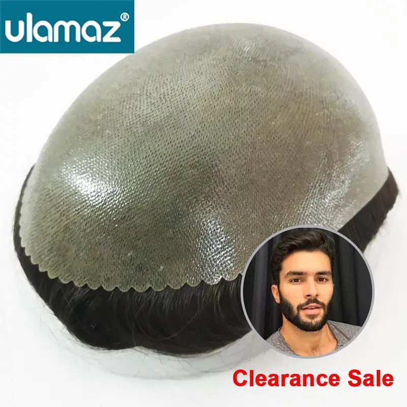 Human Hair Toupee Knotted Skin Toupee Hair Men Full Pu Hair System For Men Microskin Capillary Prosthesis Male Wig Real Human