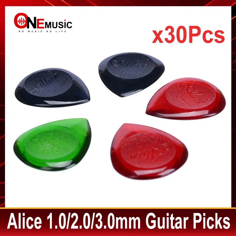 

30Pcs 1.0/2.0/3.0MM Alice AP-100JS Durable Clear Water-drop Transparent Guitar Picks Plectra