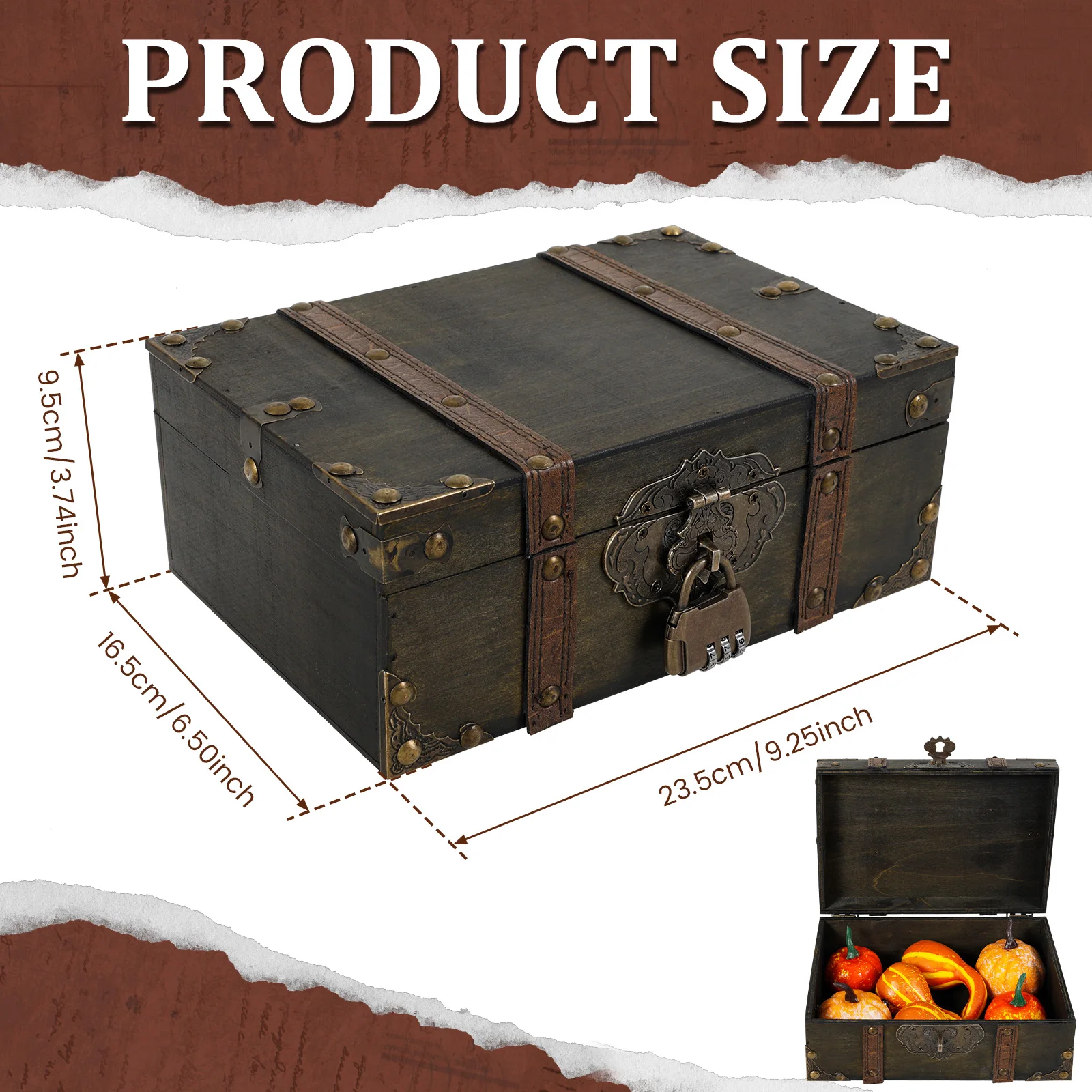 Wooden Jewelry Box with Combination Lock for Storage