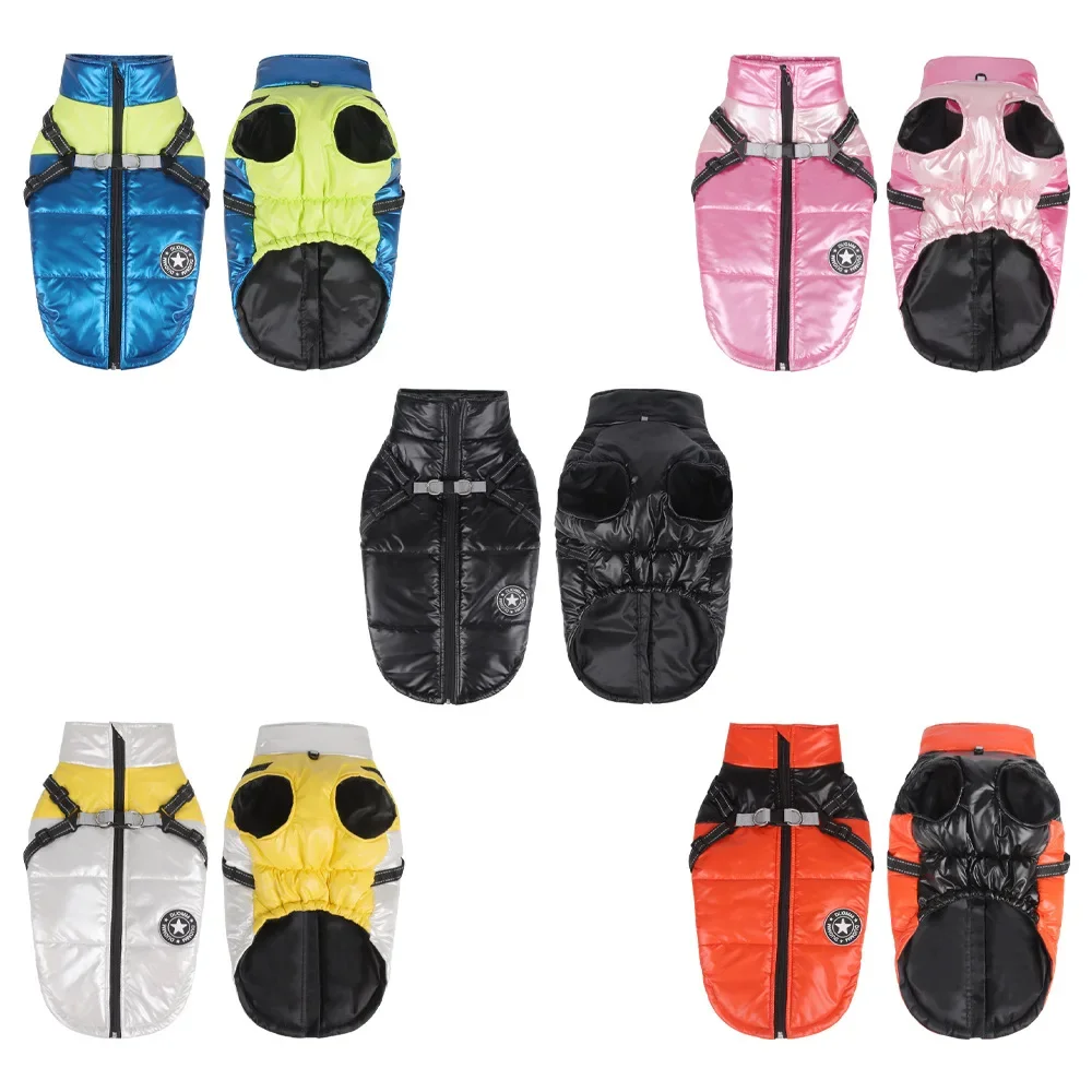 

Autumn and Winter Dog Clothes Waterproof and Windproof Dog Cotton-padded Clothes Reflective Warm Puppy Clothes in Stock.