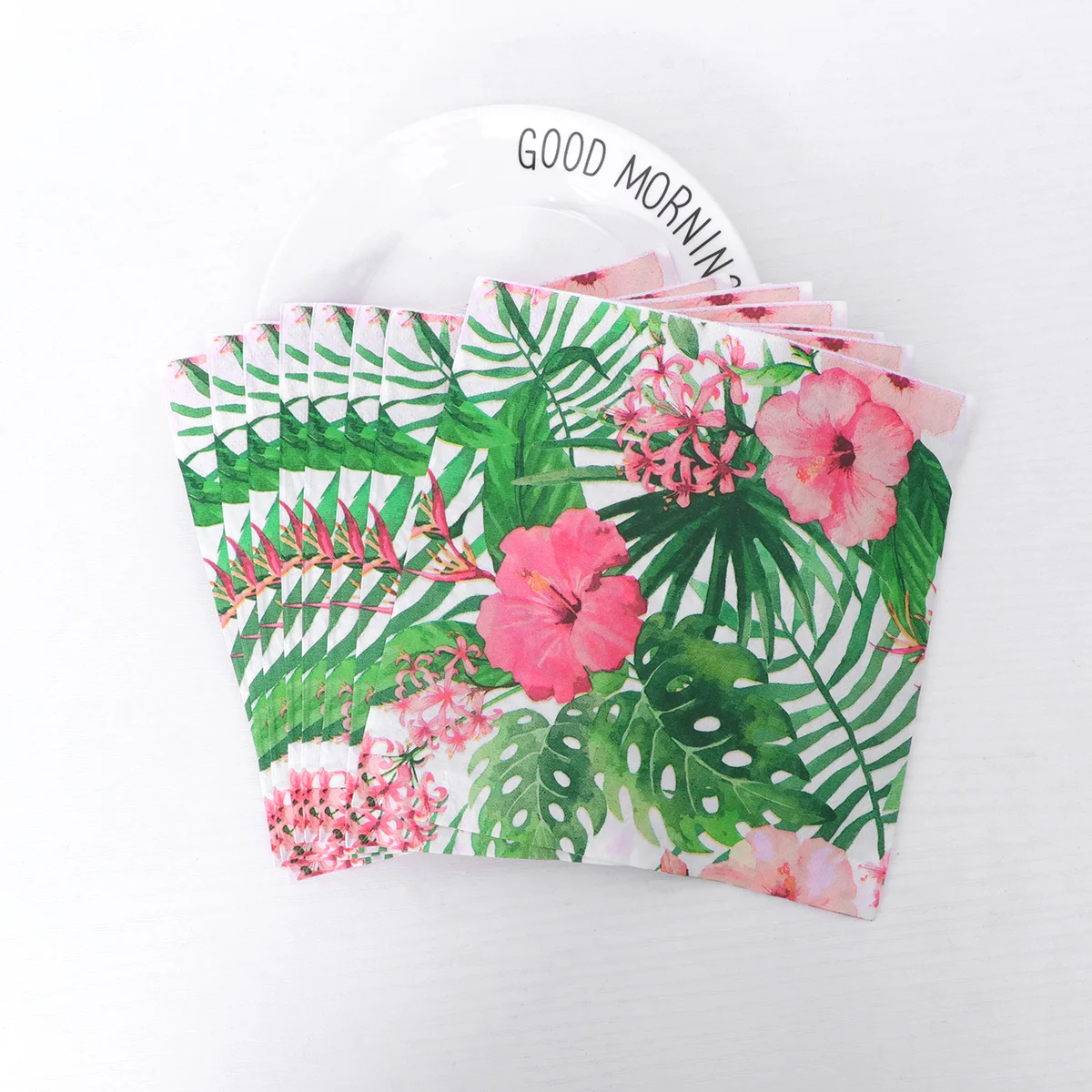 20Pcs Leaf Flower Print Eco Material Party Supplies Disposable Napkins Paper Serviettes For Home Sanitary Paper
