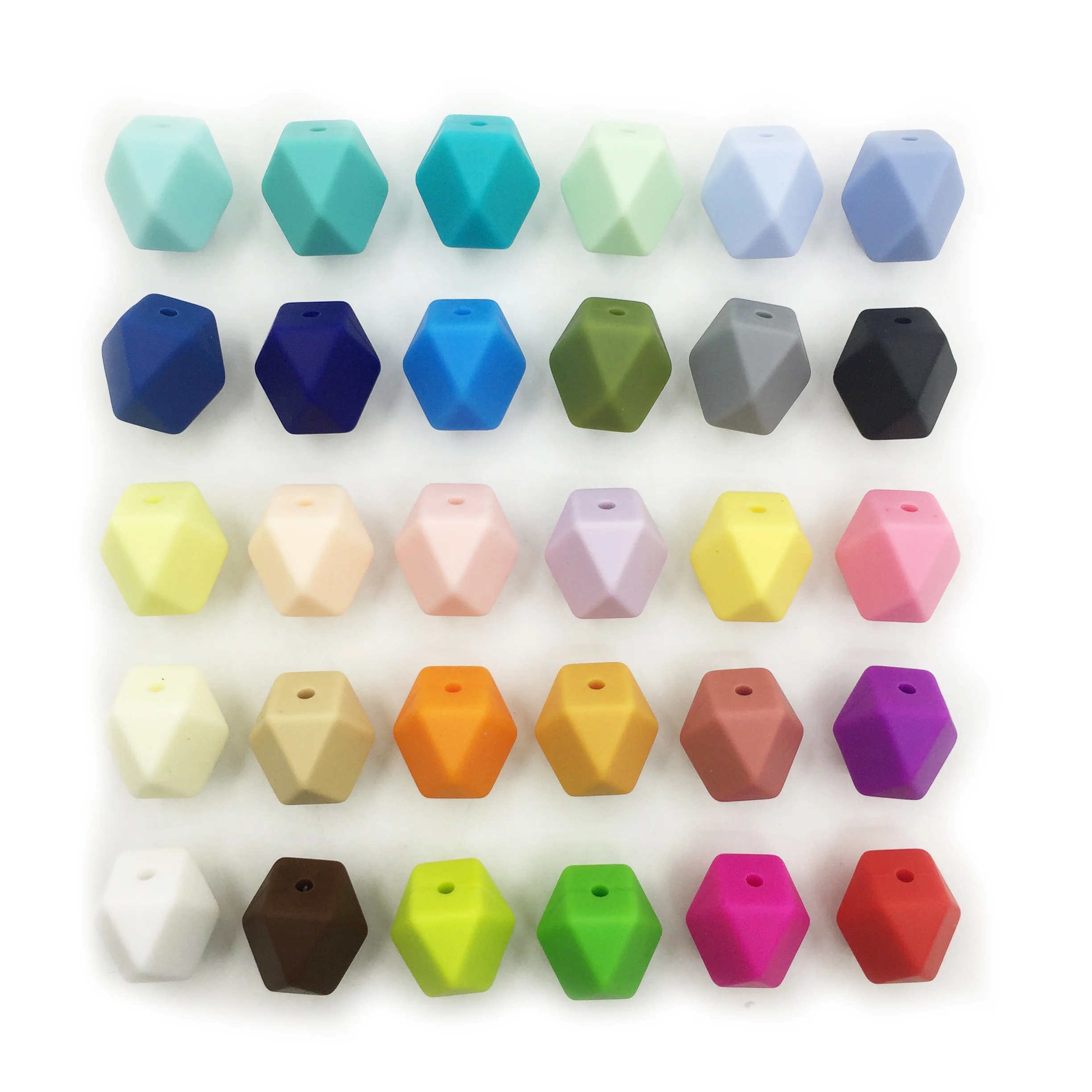 

50Pcs/Lot Hexagon Silicone Beads Loose Teething Necklace For Baby Teether BPA Safe